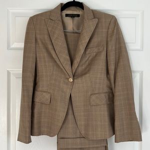 Suit jacket with flared pants, tan size 4
